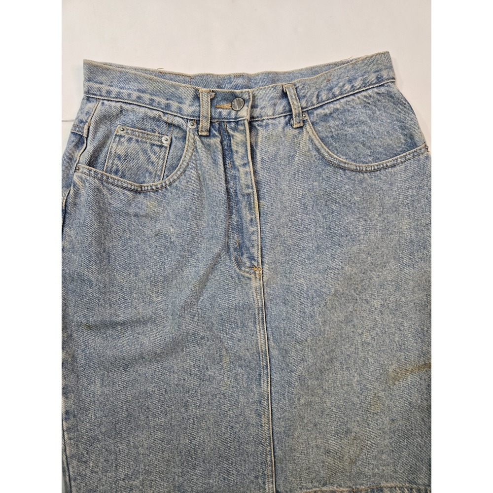 Vintage Emporio Gitano Denim Skirt High Waisted Acid Wash Blue Mini Size... - Picture 5 of 6